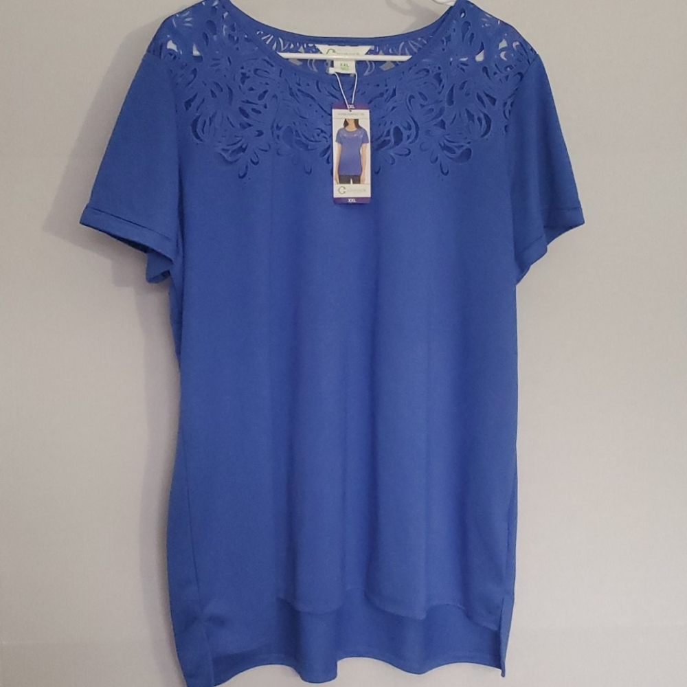 Blue Short Sleeve Women's Top